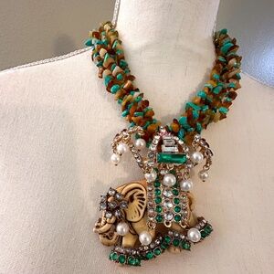 Uterqüe (Zara's Luxury Brand) Elephant Pendant Statement Necklace – Rare-
